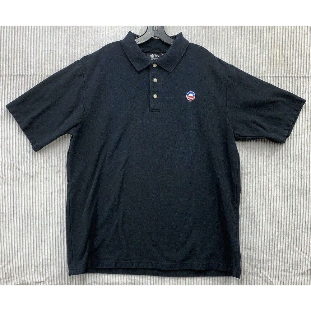 VTG Akwa Classic Polo Shirt 1/4 Button Navy Men's Size XL Workwear Company Logo